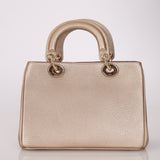 Dior 2014 Metallic Pebbled Leather Champagne Mini Diorissimo Tote - FashioNica