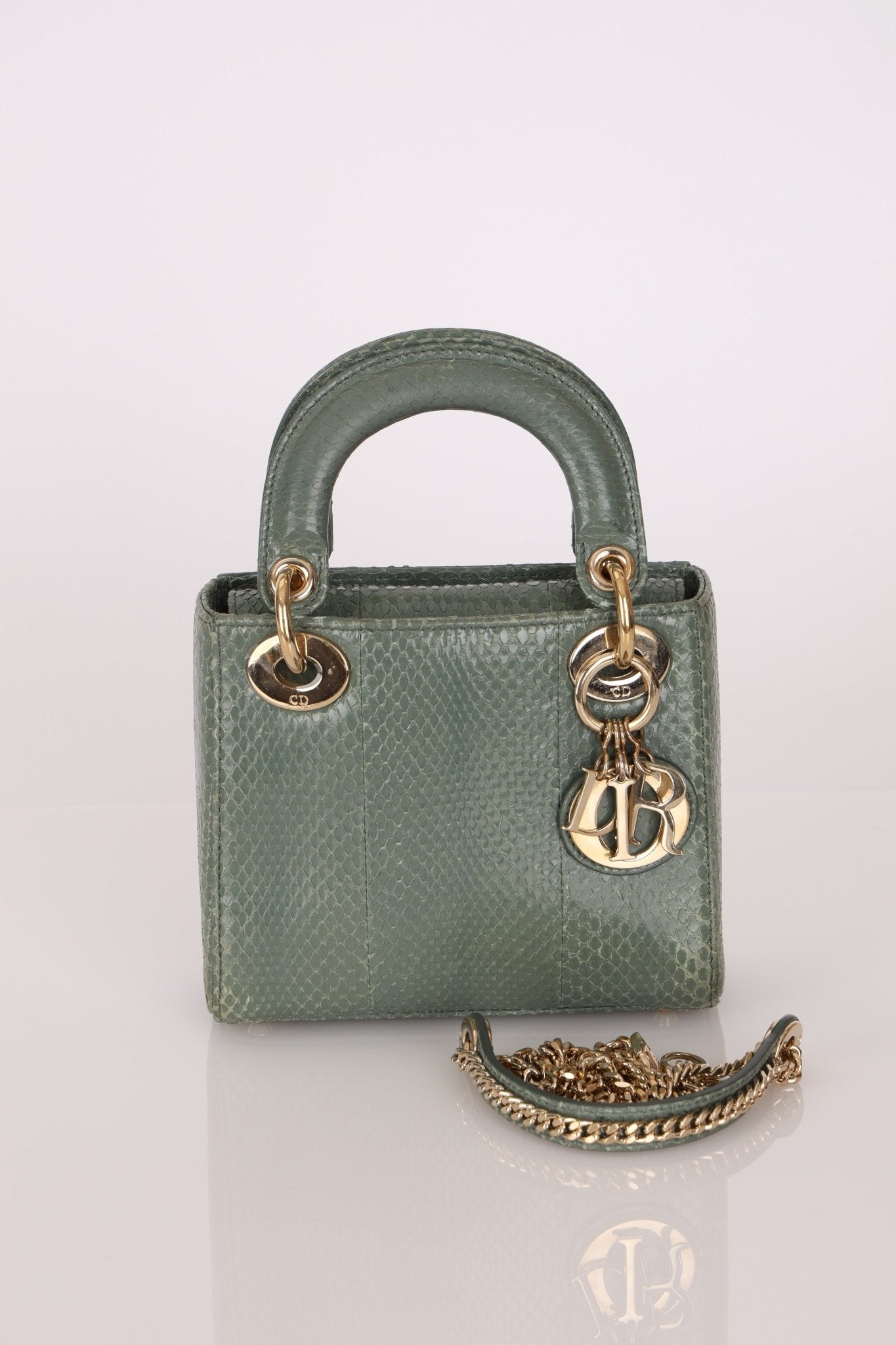 Dior 2015 Glossy Watersnake Chain Mini Lady Dior - FashioNica