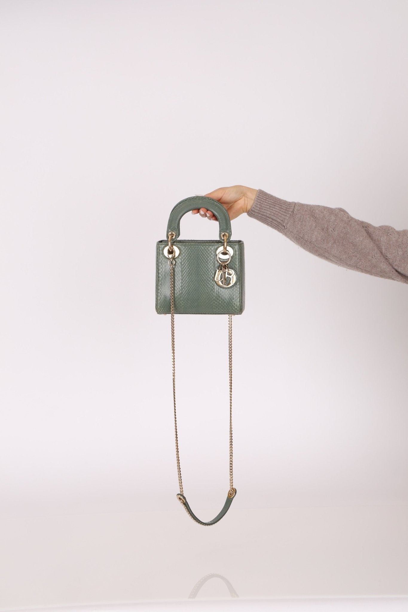 Dior 2015 Glossy Watersnake Chain Mini Lady Dior - FashioNica