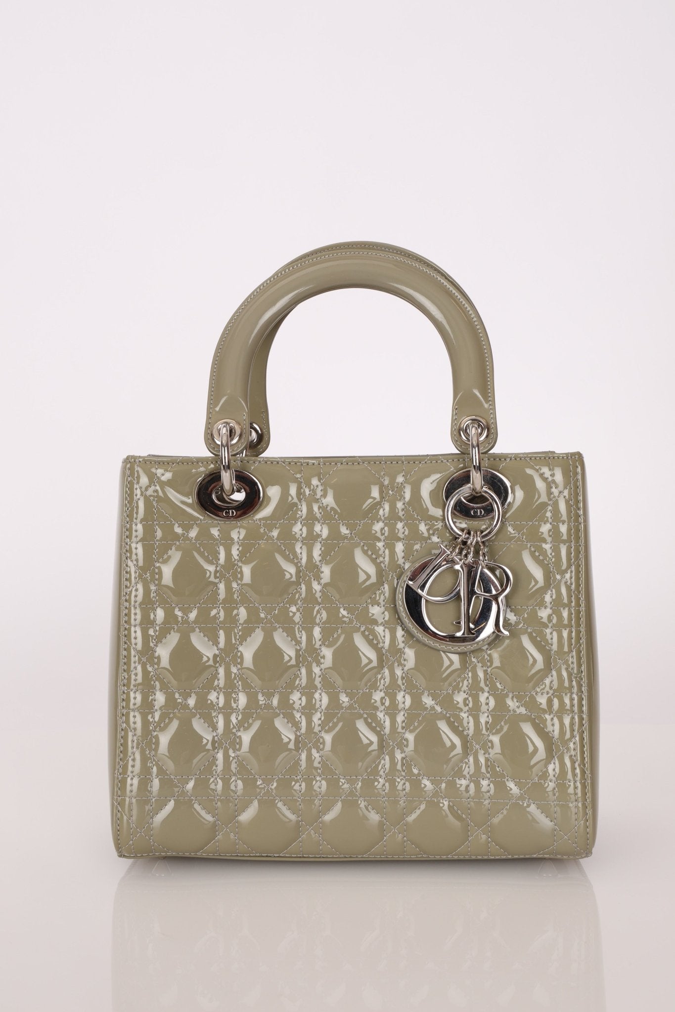 Dior 2015 Patent Khaki Medium Lady Dior - FashioNica