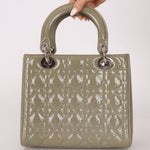Dior 2015 Patent Khaki Medium Lady Dior - FashioNica