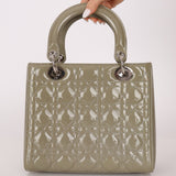 Dior 2015 Patent Khaki Medium Lady Dior - FashioNica