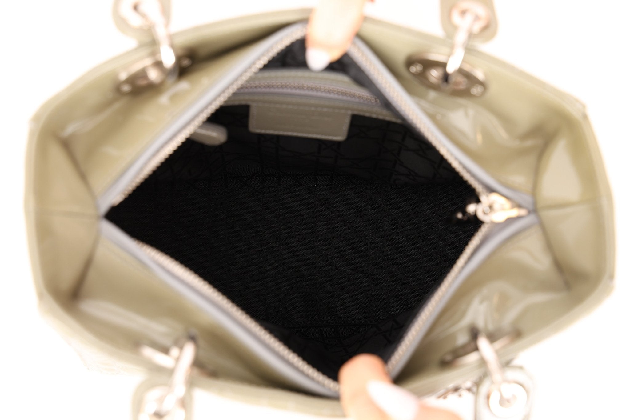 Dior 2015 Patent Khaki Medium Lady Dior - FashioNica