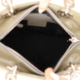 Dior 2015 Patent Khaki Medium Lady Dior - FashioNica