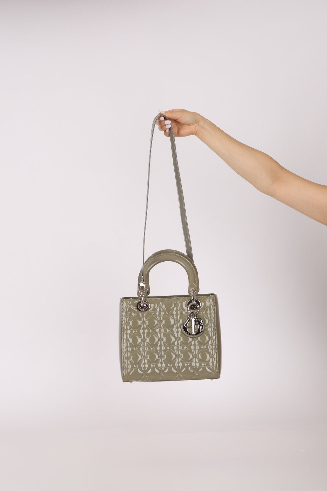 Dior 2015 Patent Khaki Medium Lady Dior - FashioNica