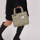 Dior 2015 Patent Khaki Medium Lady Dior - FashioNica