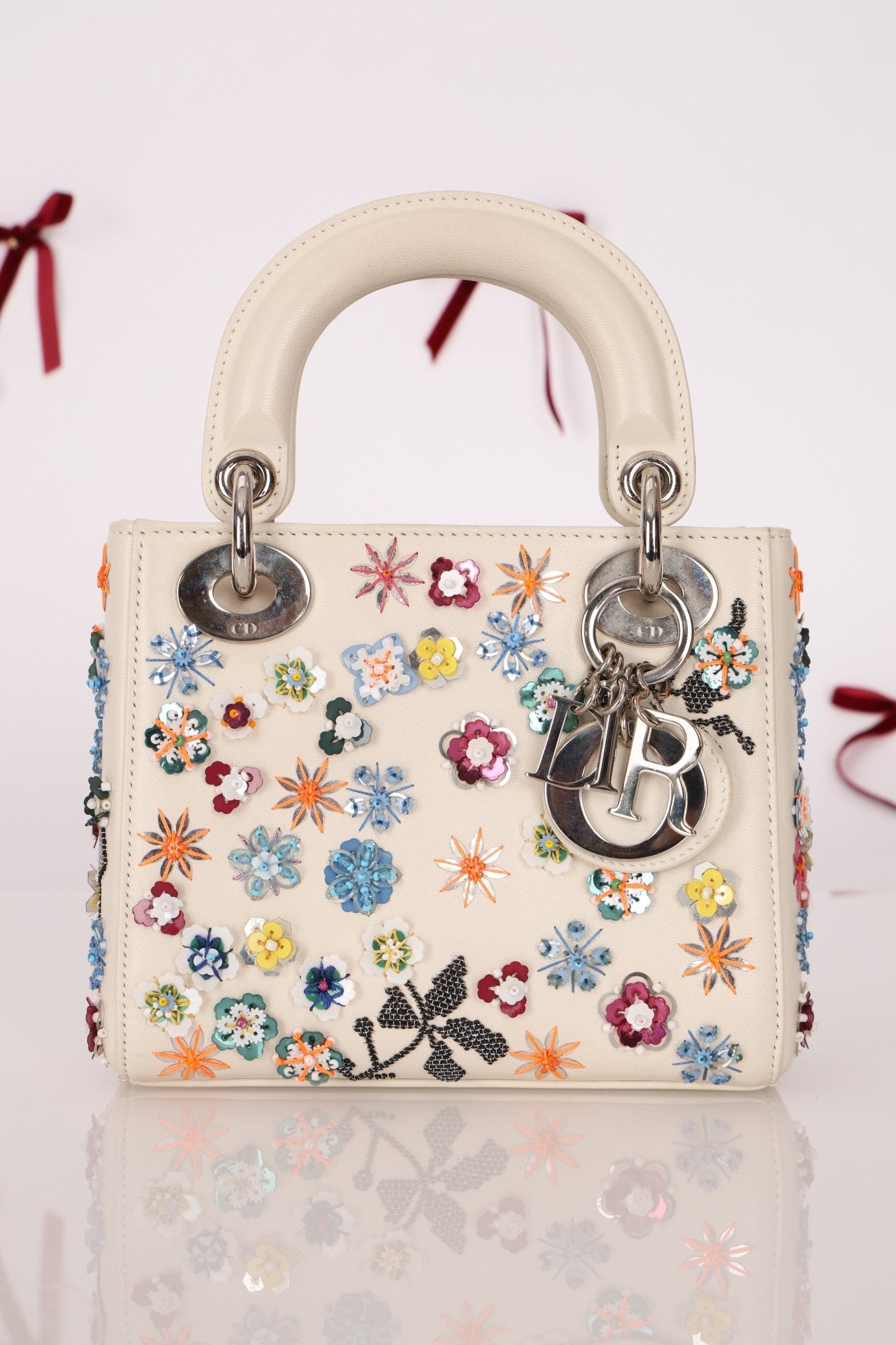 Dior 2015 Sequin Floral Embroidered Mini Lady - FashioNica