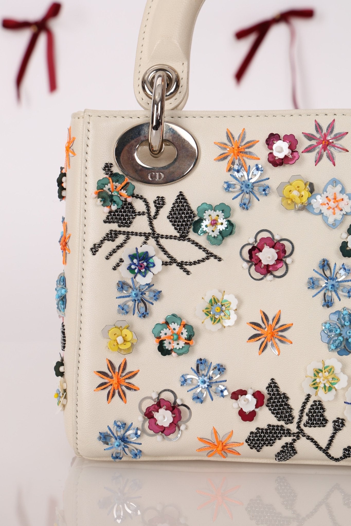 Dior 2015 Sequin Floral Embroidered Mini Lady - FashioNica