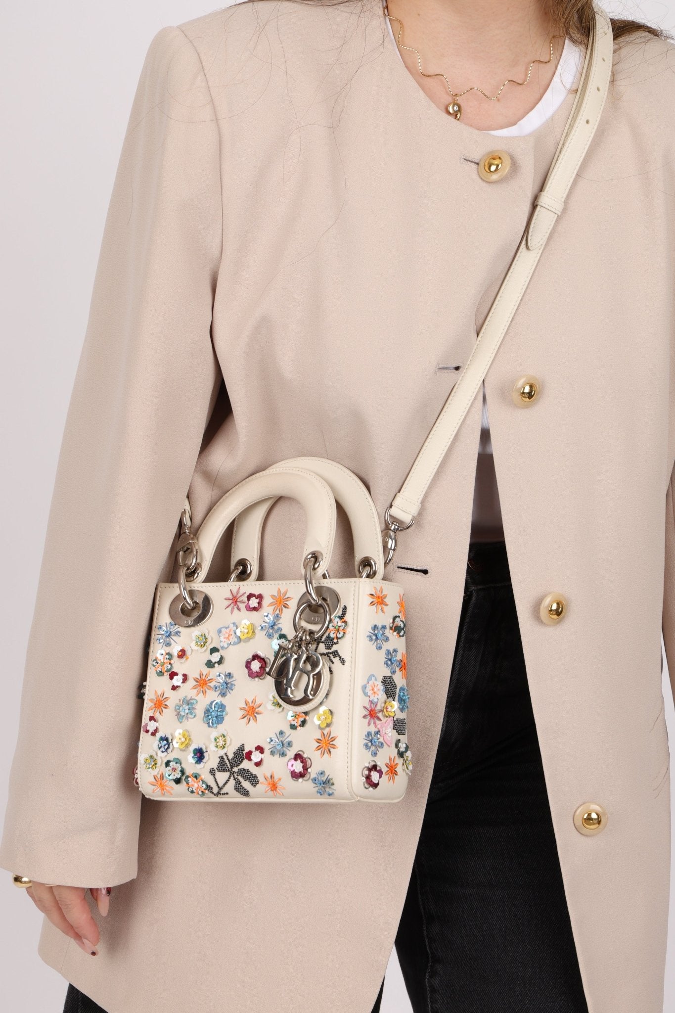 Dior 2015 Sequin Floral Embroidered Mini Lady - FashioNica