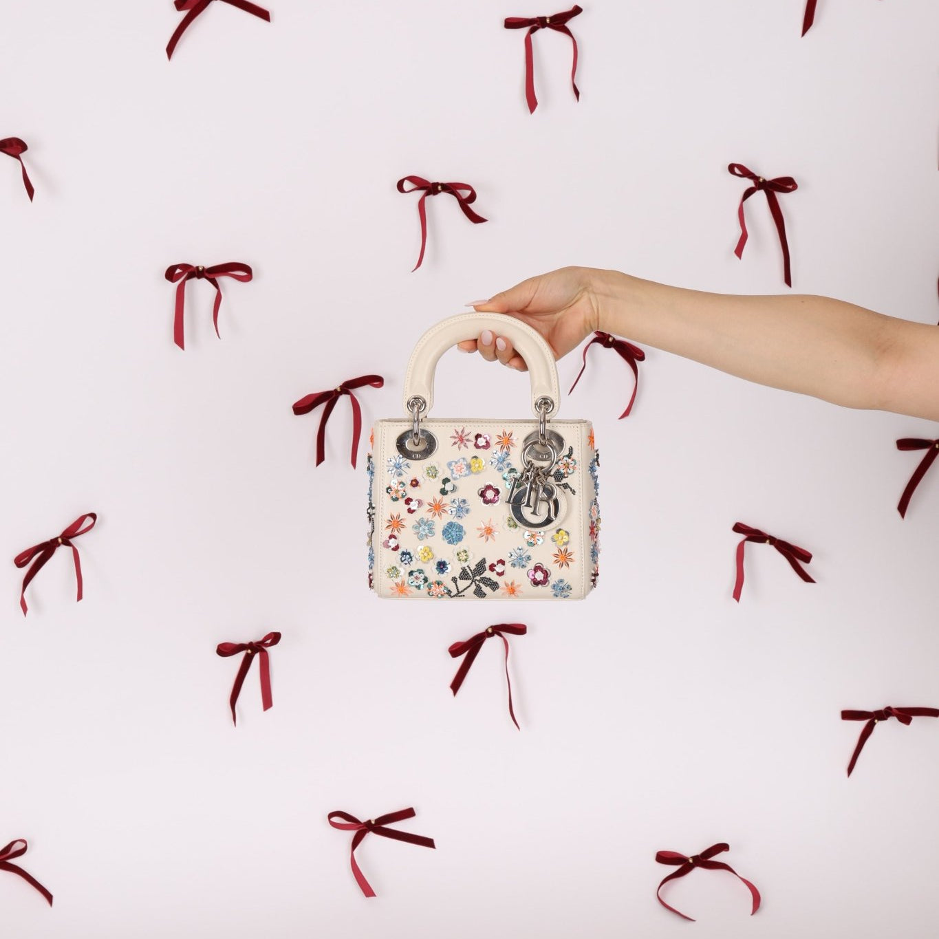 Dior 2015 Sequin Floral Embroidered Mini Lady - FashioNica