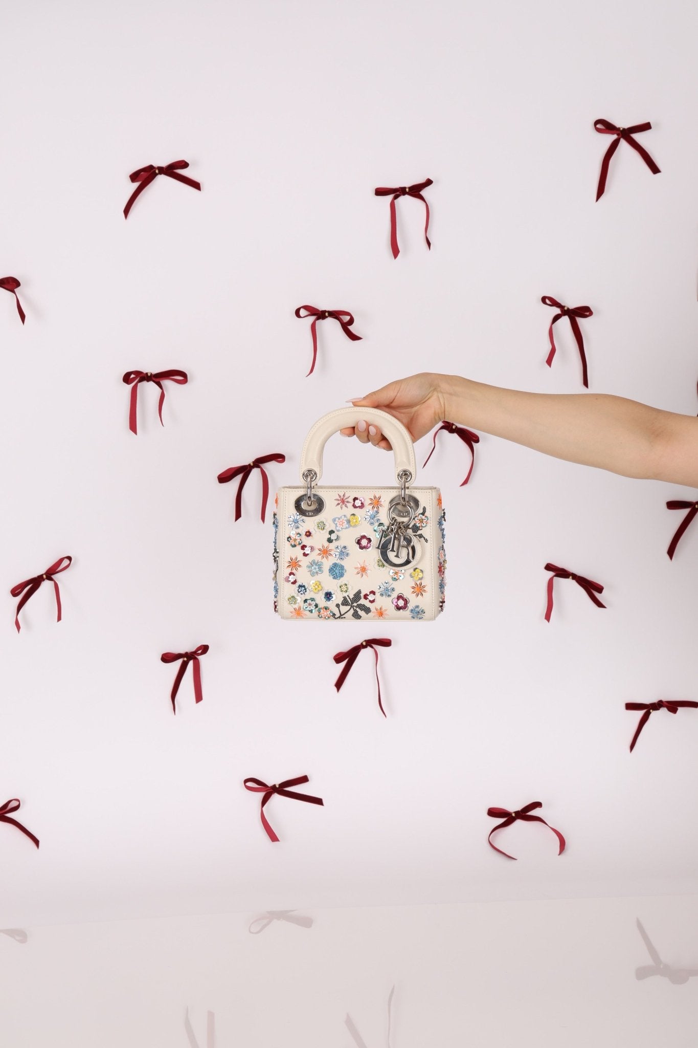 Dior 2015 Sequin Floral Embroidered Mini Lady - FashioNica