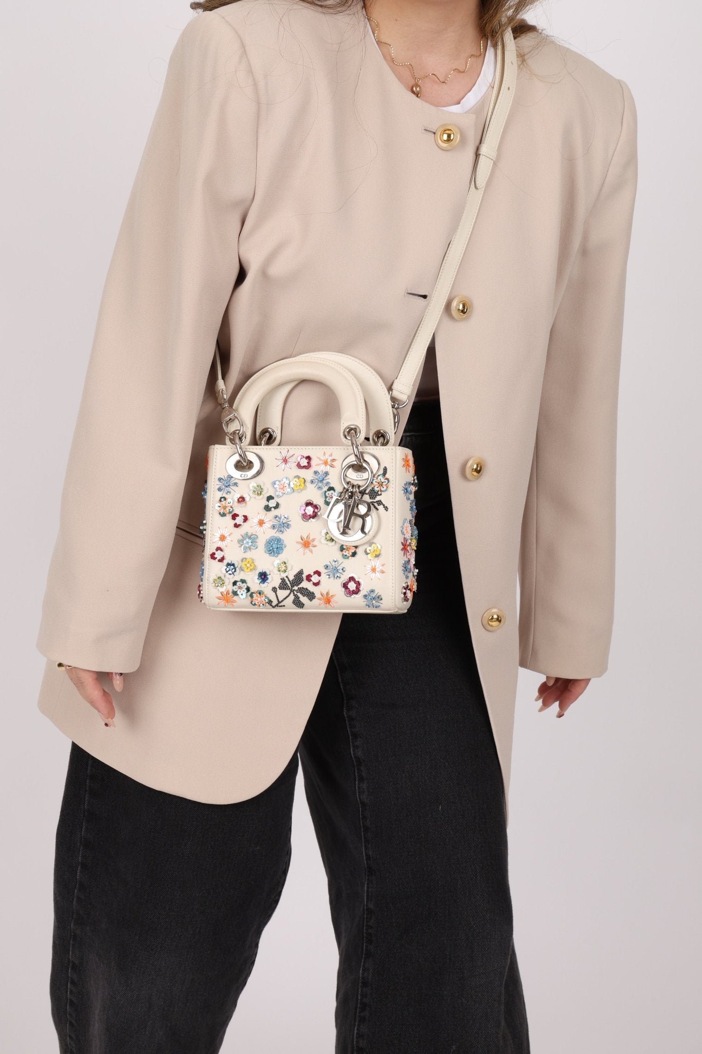 Dior 2015 Sequin Floral Embroidered Mini Lady - FashioNica