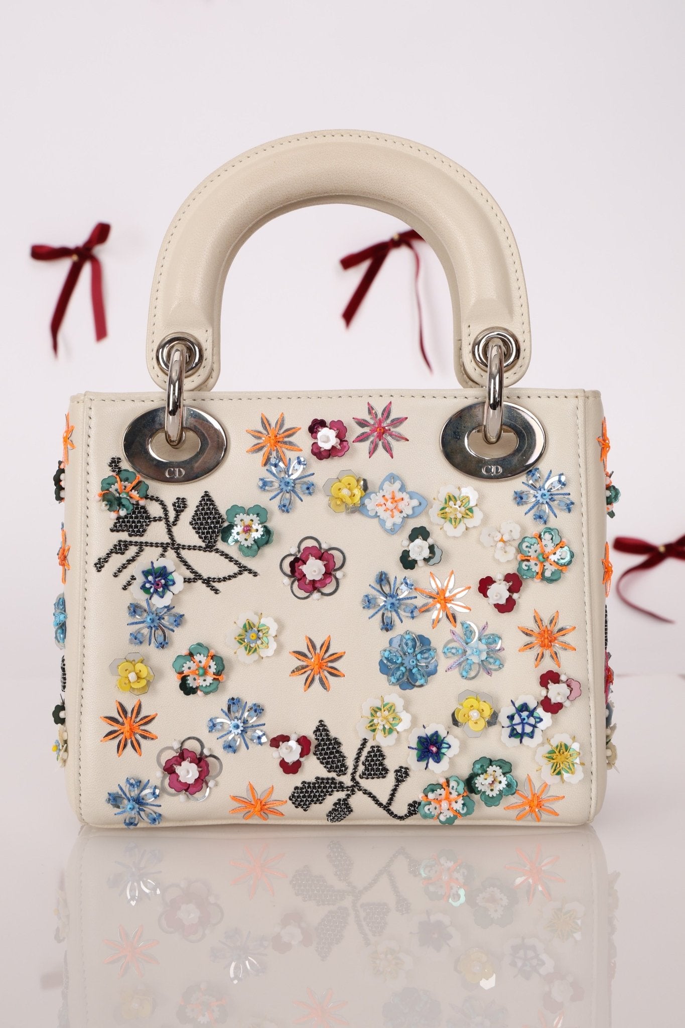 Dior 2015 Sequin Floral Embroidered Mini Lady - FashioNica