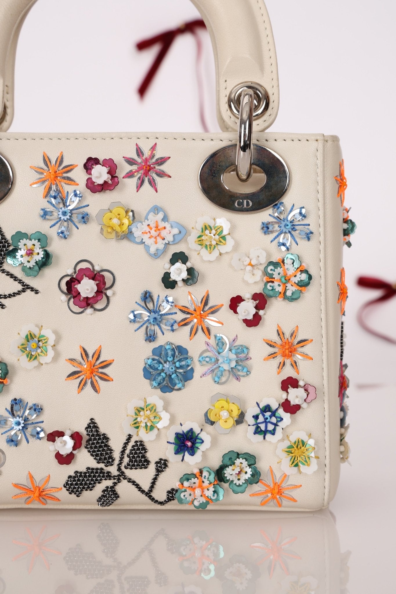 Dior 2015 Sequin Floral Embroidered Mini Lady - FashioNica