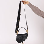 Dior 2018 Black Mini Saddle Bag with Strap - FashioNica