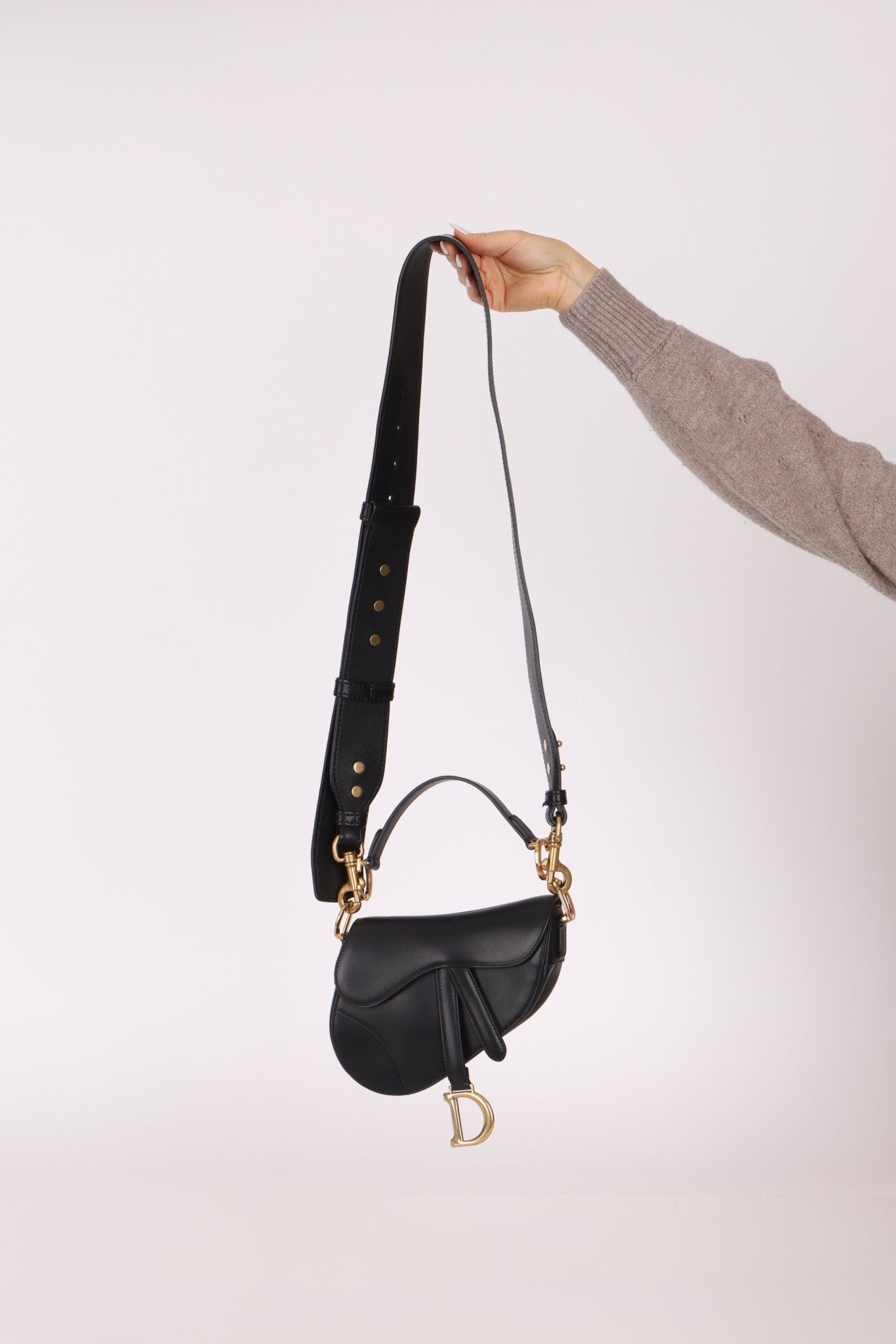 Dior 2018 Black Mini Saddle Bag with Strap - FashioNica