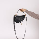 Dior 2018 Black Mini Saddle Bag with Strap - FashioNica