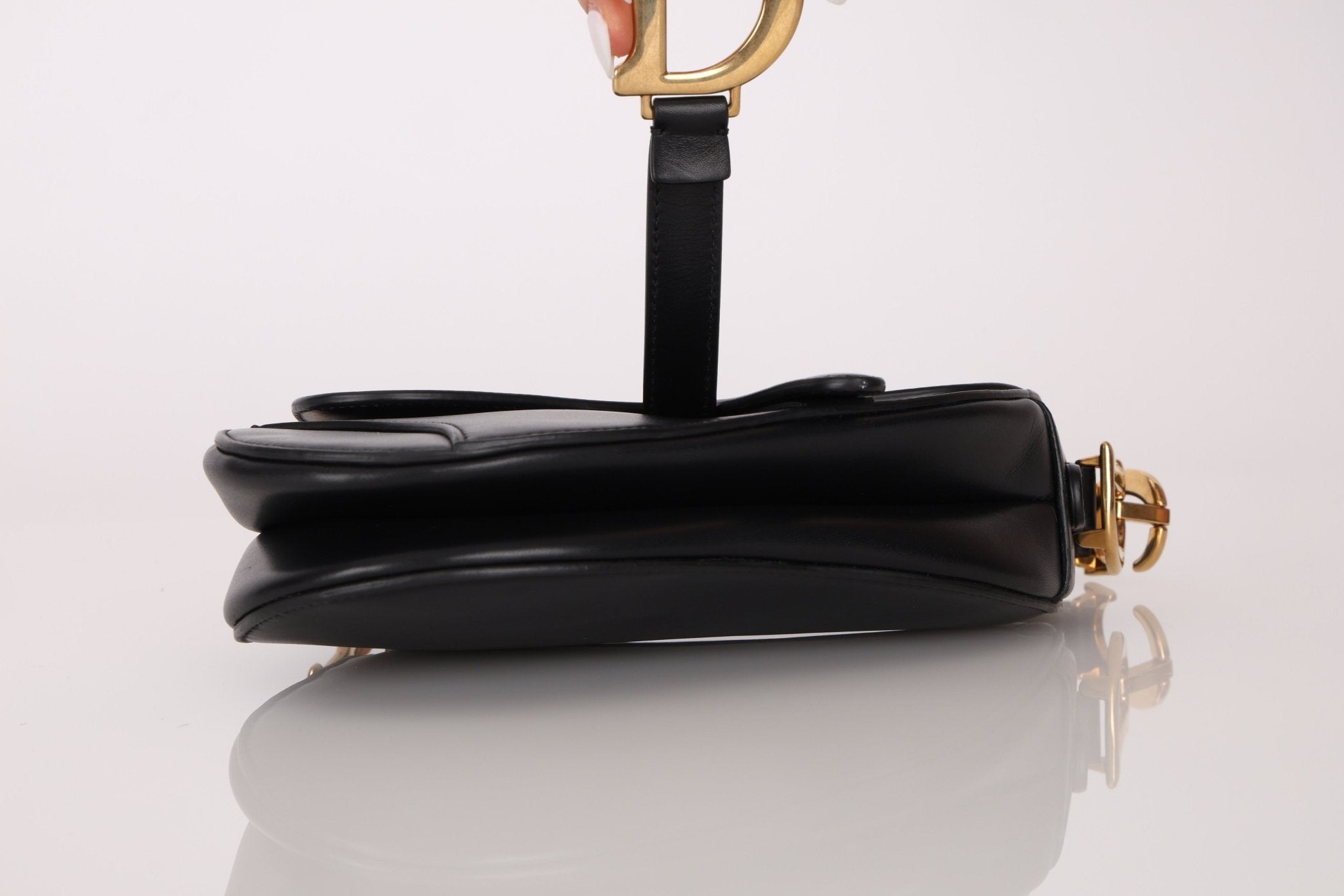 Dior 2018 Black Mini Saddle Bag with Strap - FashioNica