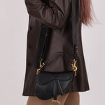 Dior 2018 Black Mini Saddle Bag with Strap - FashioNica