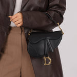 Dior 2018 Black Mini Saddle Bag with Strap - FashioNica