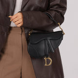 Dior 2018 Black Mini Saddle Bag with Strap - FashioNica