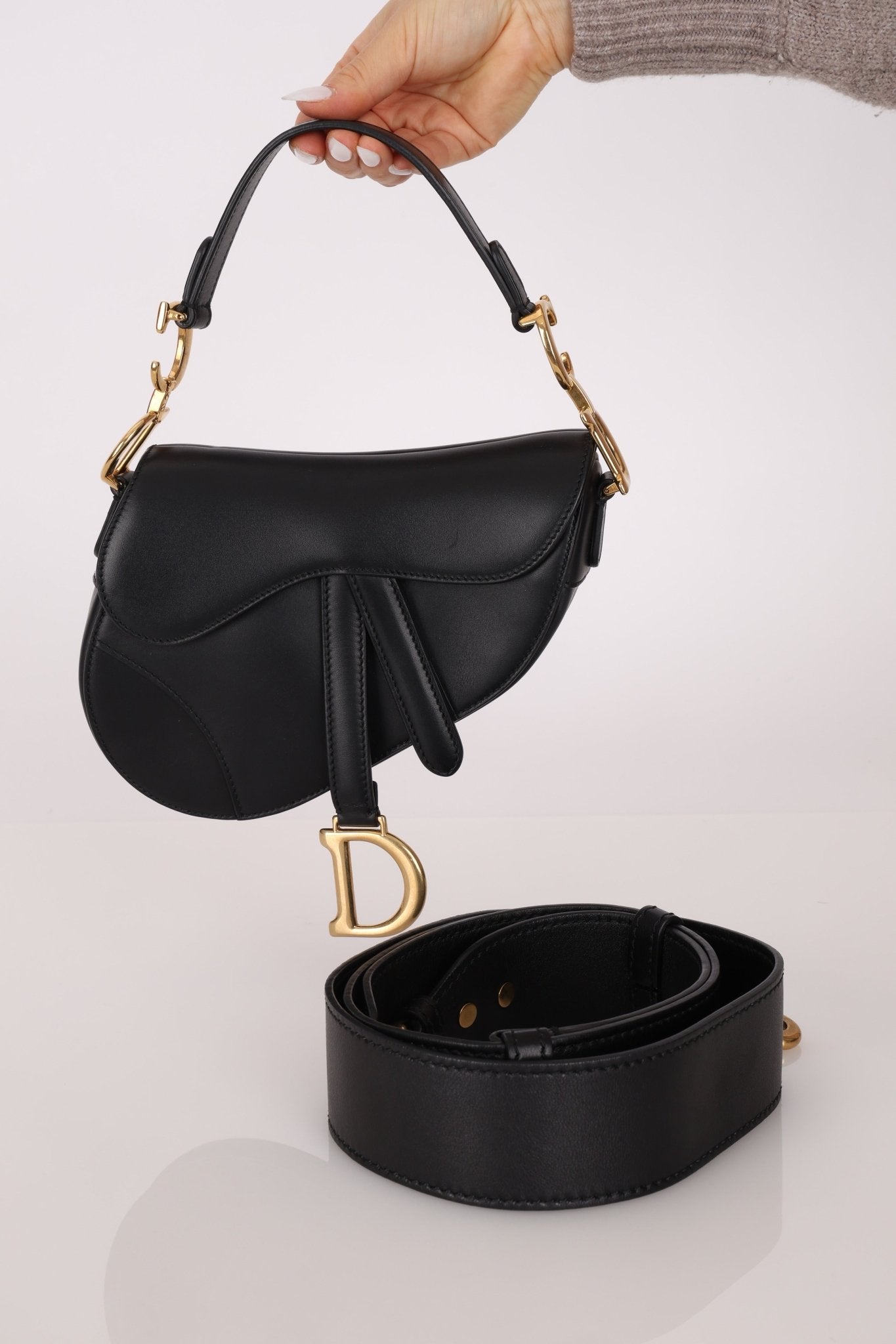 Dior 2018 Black Mini Saddle Bag with Strap - FashioNica