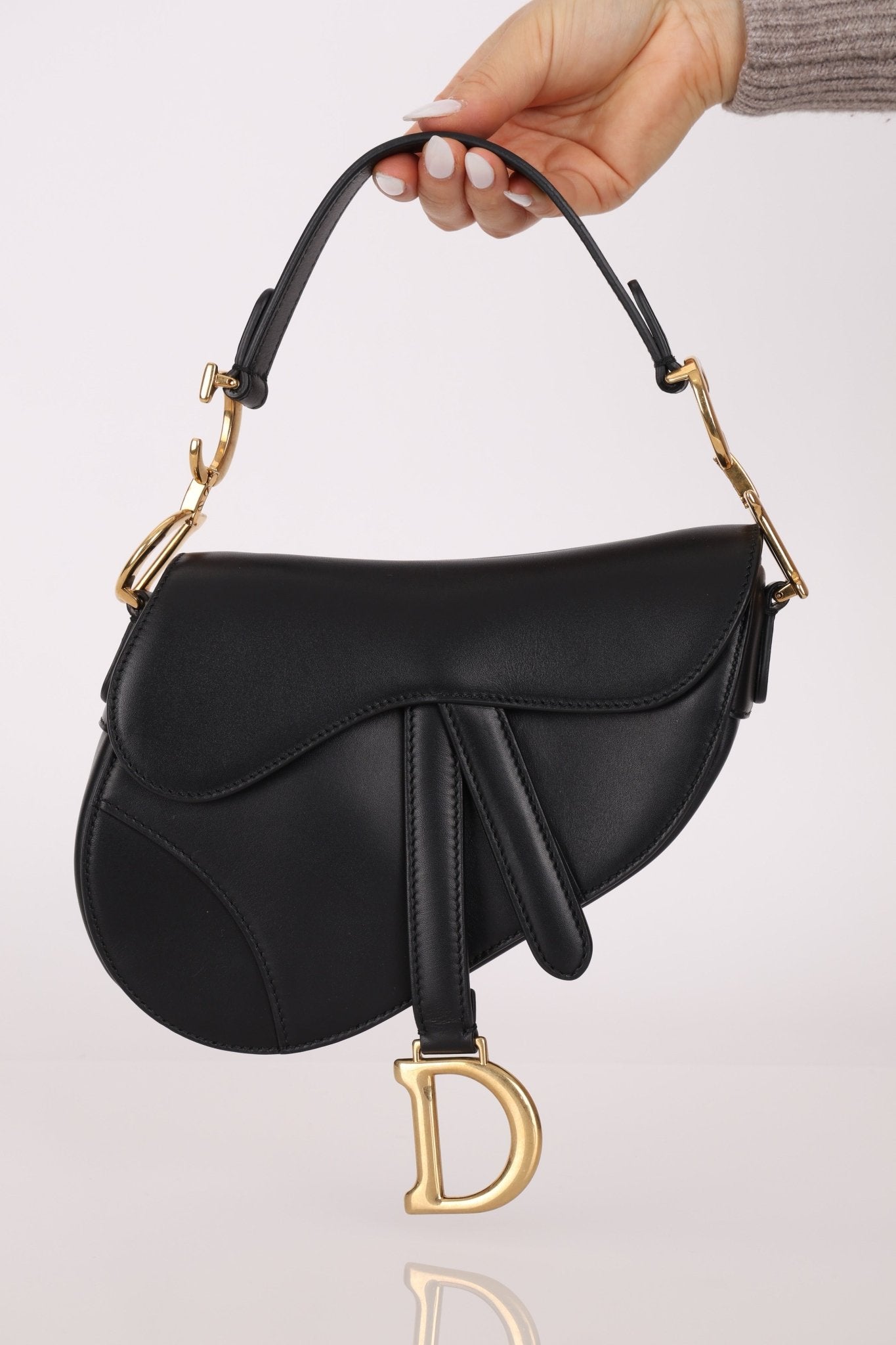Dior 2018 Black Mini Saddle Bag with Strap - FashioNica