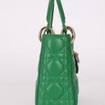 Dior 2018 Emerald Lambskin Cannage Mini Lady w Strap - FashioNica