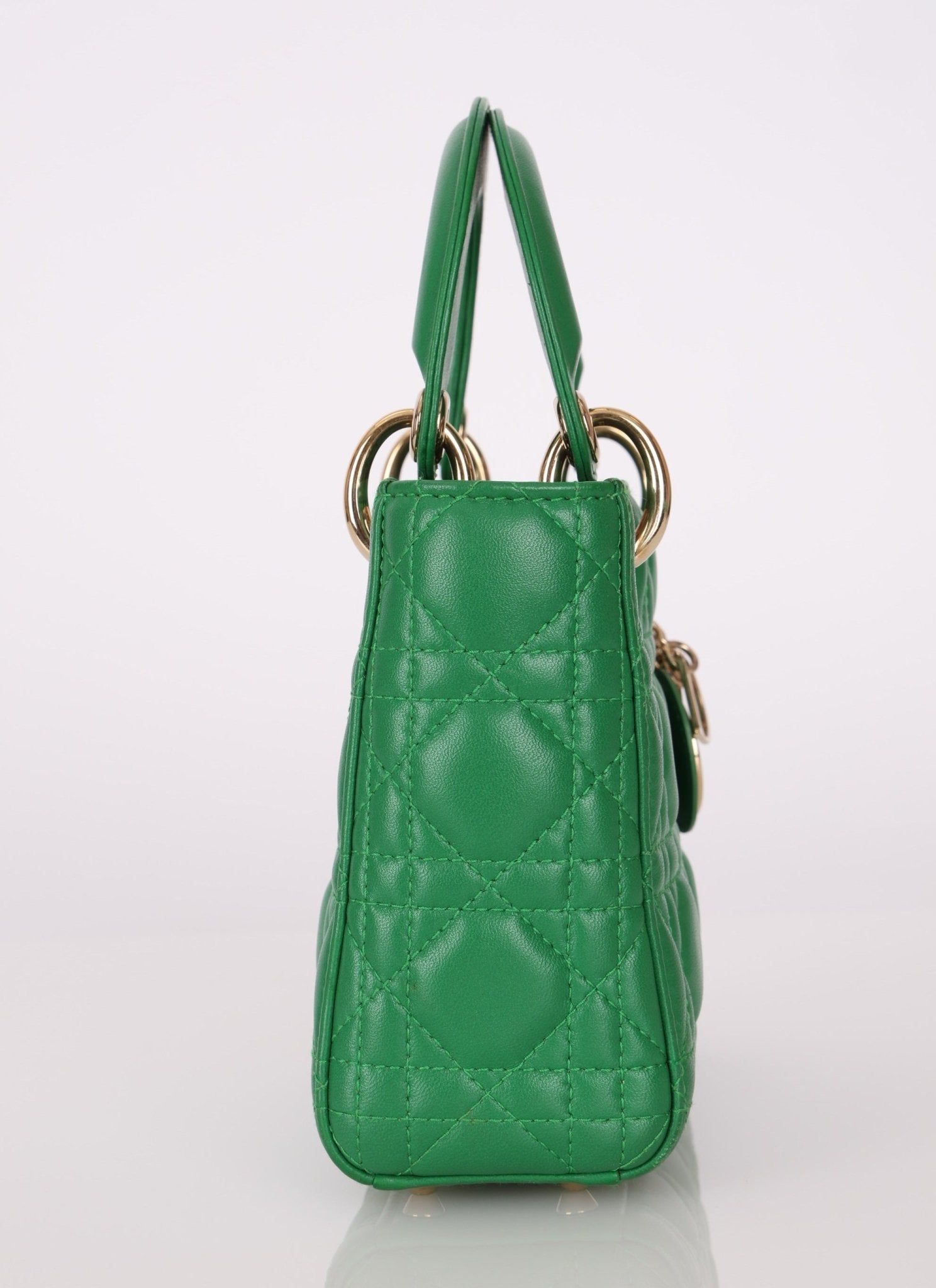 Dior 2018 Emerald Lambskin Cannage Mini Lady w Strap - FashioNica
