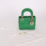 Dior 2018 Emerald Lambskin Cannage Mini Lady w Strap - FashioNica
