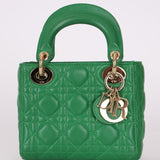 Dior 2018 Emerald Lambskin Cannage Mini Lady w Strap - FashioNica