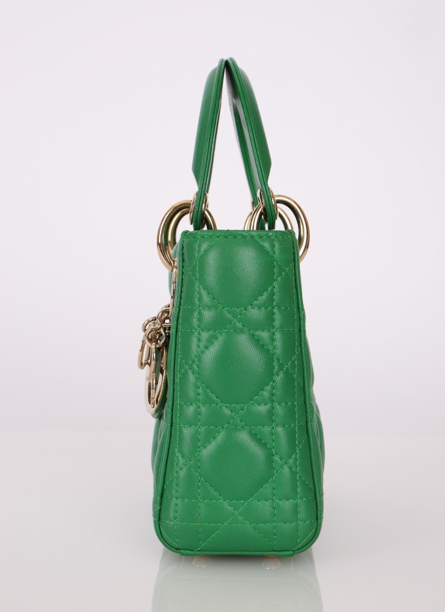 Dior 2018 Emerald Lambskin Cannage Mini Lady w Strap - FashioNica