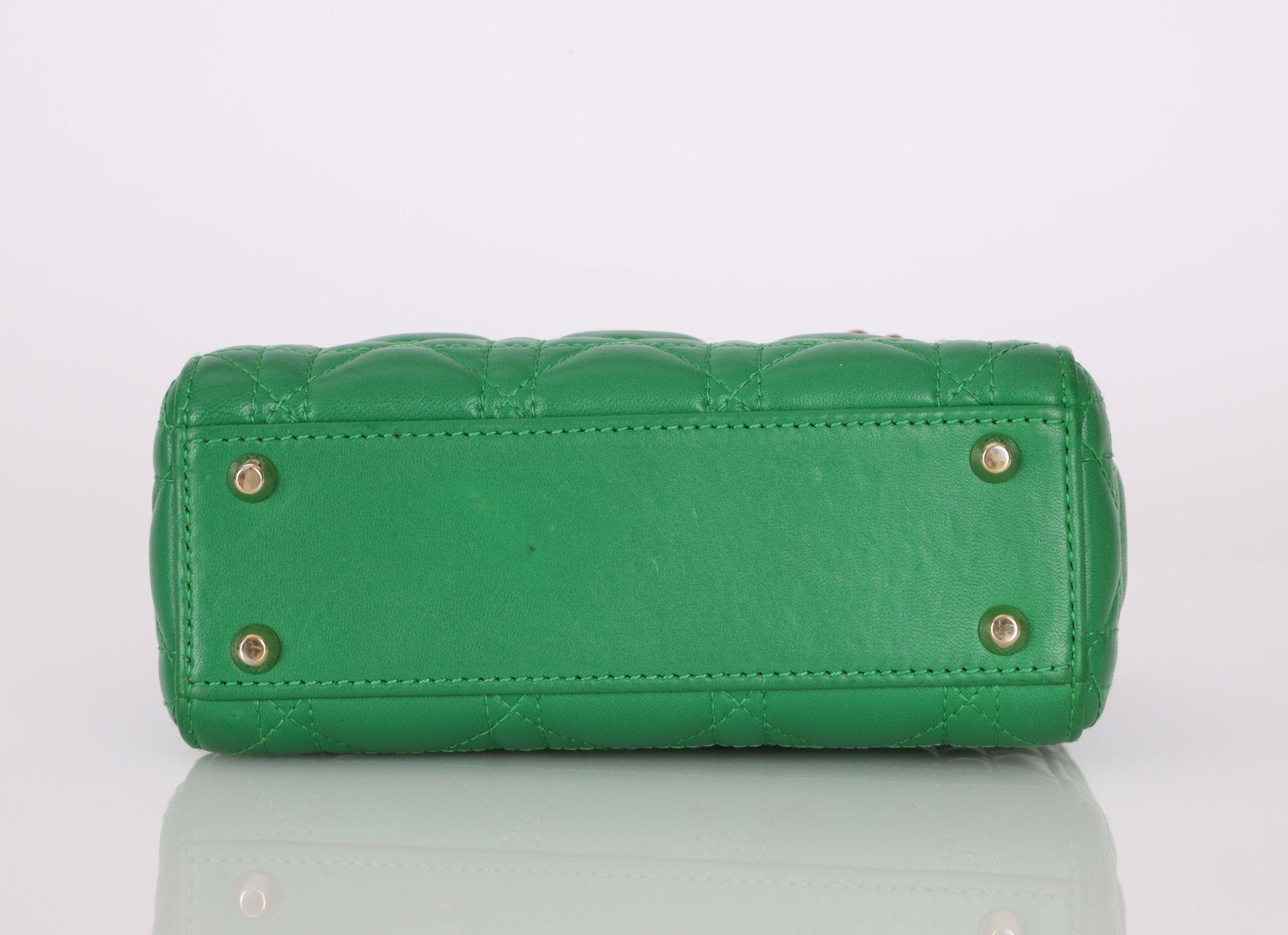 Dior 2018 Emerald Lambskin Cannage Mini Lady w Strap - FashioNica