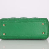 Dior 2018 Emerald Lambskin Cannage Mini Lady w Strap - FashioNica