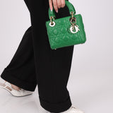Dior 2018 Emerald Lambskin Cannage Mini Lady w Strap - FashioNica