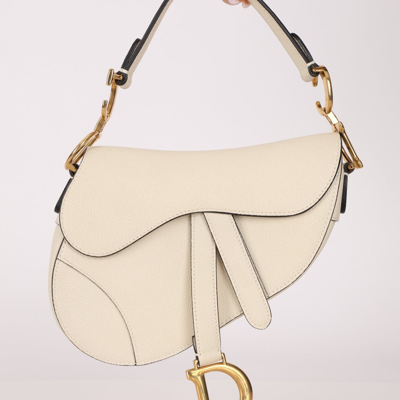 Dior 2018 Grained Leather Mini Saddle Bag w/ Dior Guitar Strap - FashioNica
