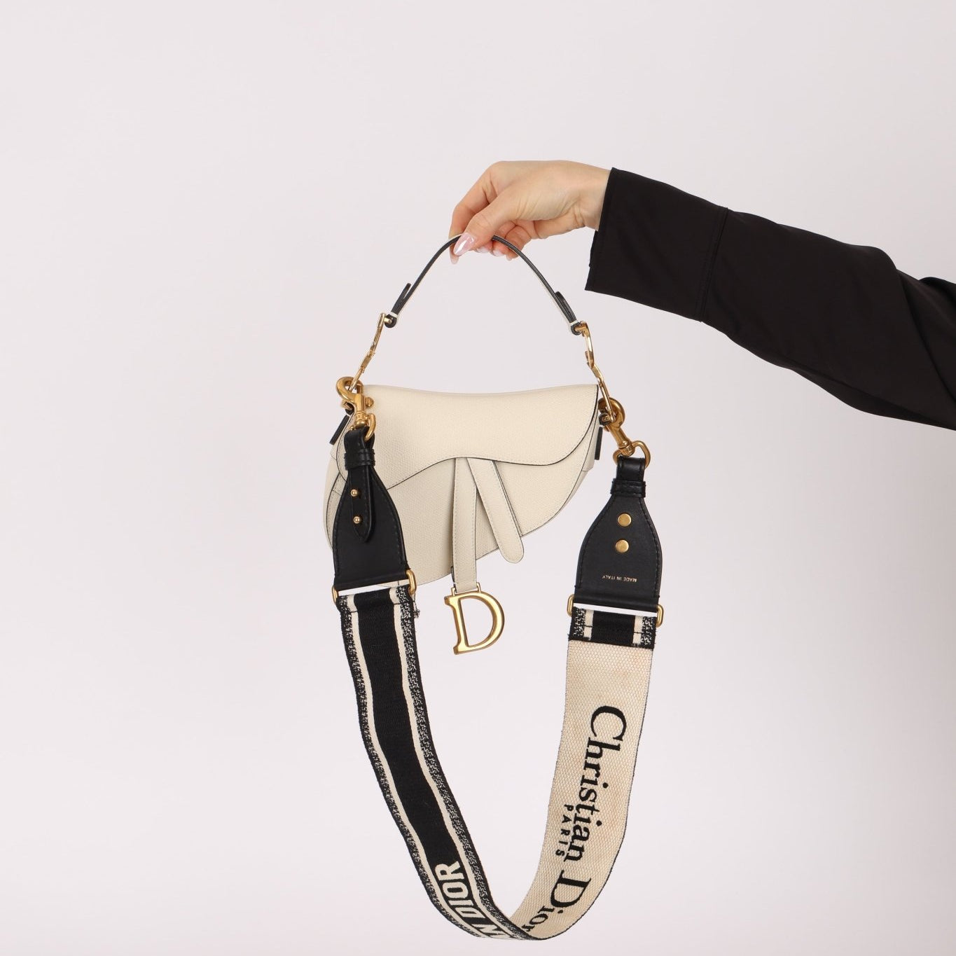 Dior 2018 Grained Leather Mini Saddle Bag w/ Dior Guitar Strap - FashioNica