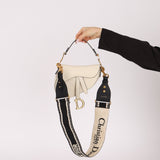 Dior 2018 Grained Leather Mini Saddle Bag w/ Dior Guitar Strap - FashioNica