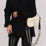 Dior 2018 Grained Leather Mini Saddle Bag w/ Dior Guitar Strap - FashioNica