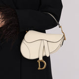 Dior 2018 Grained Leather Mini Saddle Bag w/ Dior Guitar Strap - FashioNica