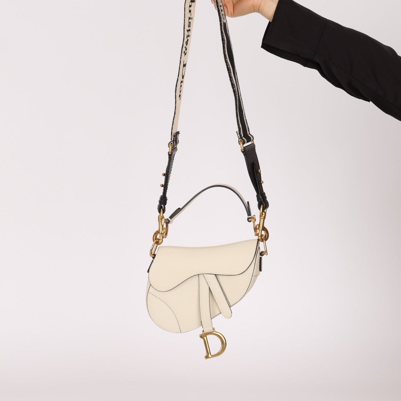 Dior 2018 Grained Leather Mini Saddle Bag w/ Dior Guitar Strap - FashioNica