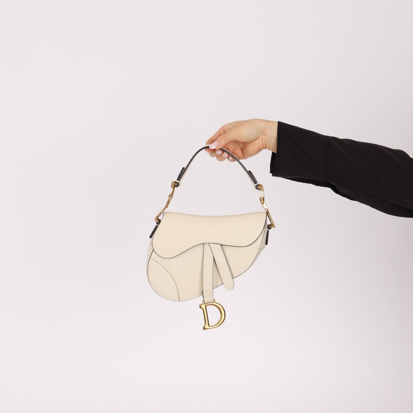 Dior 2018 Grained Leather Mini Saddle Bag w/ Dior Guitar Strap - FashioNica