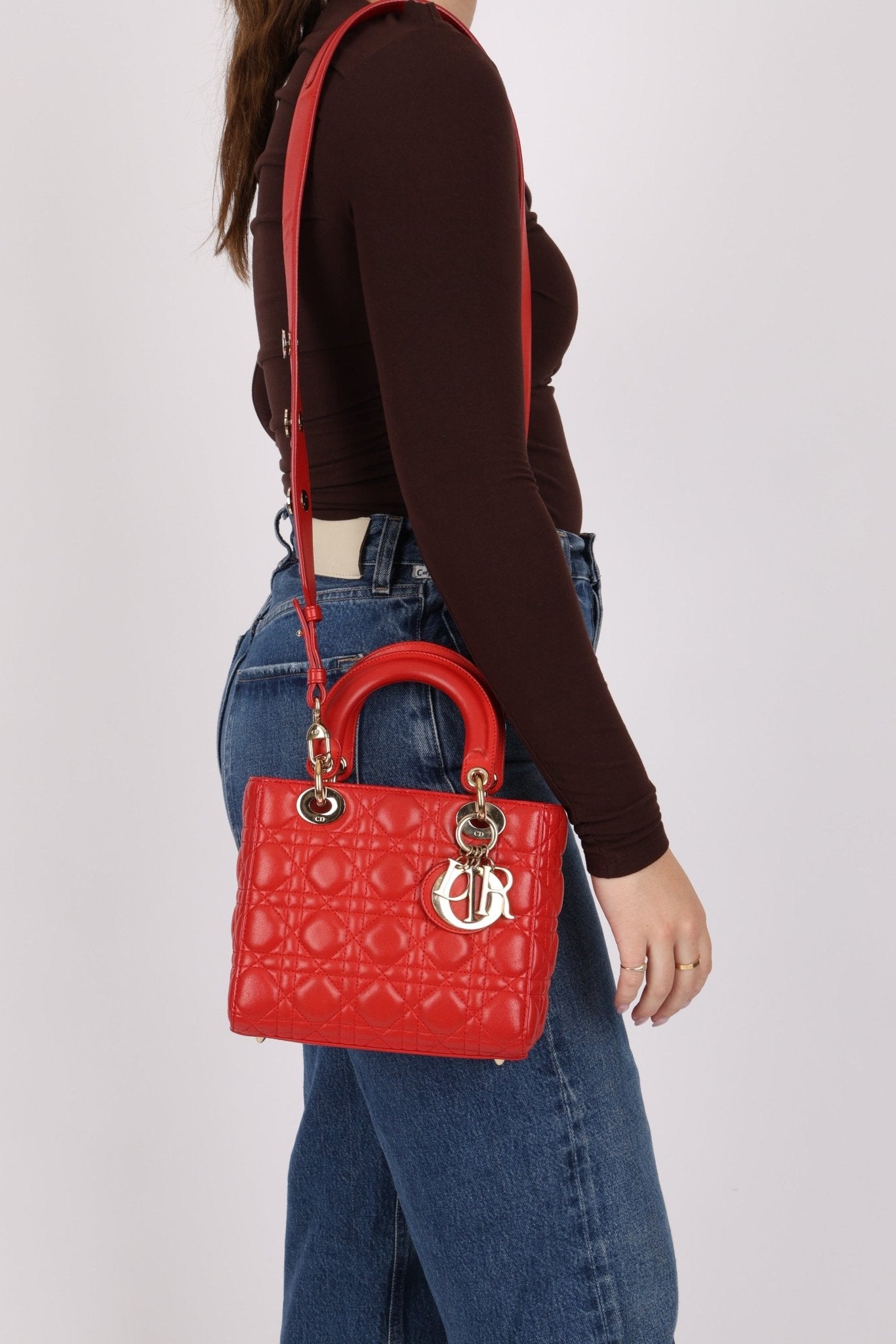 Dior 2018 Ruby Calfskin Cannage My ABCDior Small Lady - FashioNica