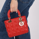 Dior 2018 Ruby Calfskin Cannage My ABCDior Small Lady - FashioNica