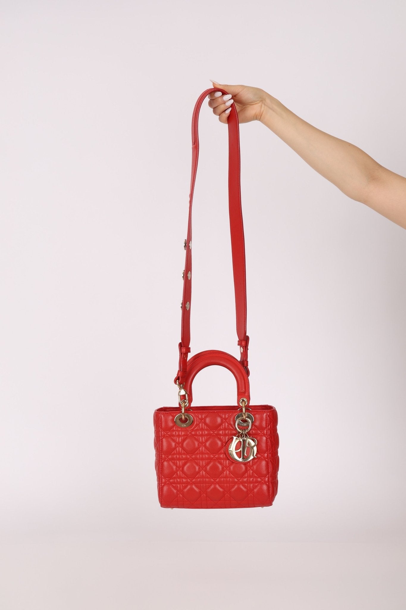 Dior 2018 Ruby Calfskin Cannage My ABCDior Small Lady - FashioNica