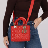 Dior 2018 Ruby Calfskin Cannage My ABCDior Small Lady - FashioNica