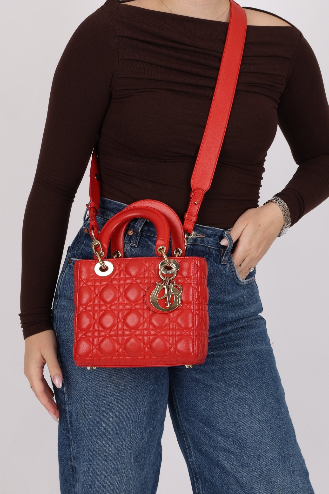 Dior 2018 Ruby Calfskin Cannage My ABCDior Small Lady - FashioNica