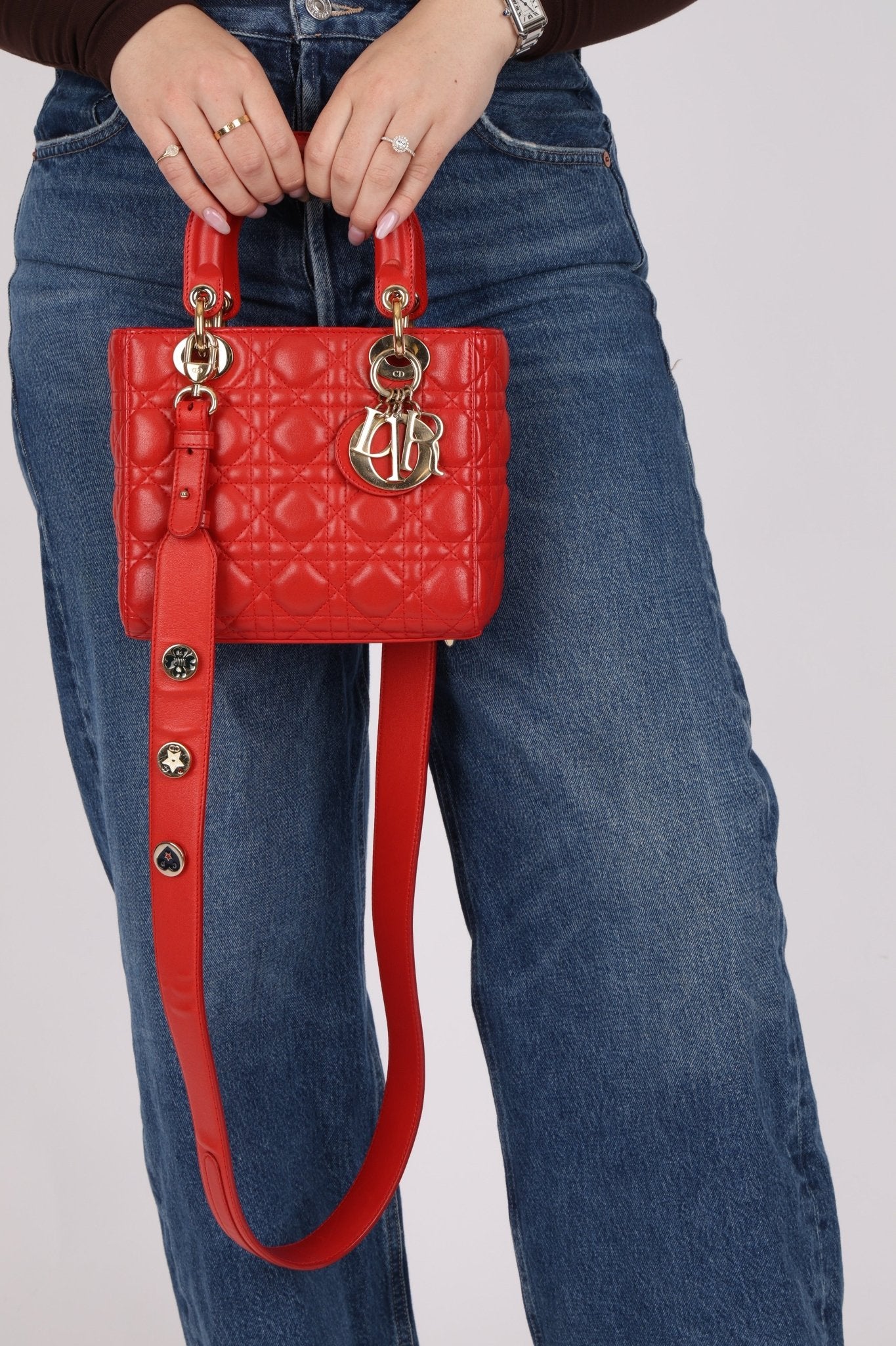 Dior 2018 Ruby Calfskin Cannage My ABCDior Small Lady - FashioNica