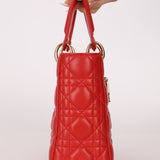 Dior 2018 Ruby Calfskin Cannage My ABCDior Small Lady - FashioNica