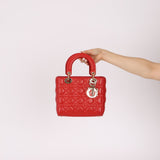 Dior 2018 Ruby Calfskin Cannage My ABCDior Small Lady - FashioNica